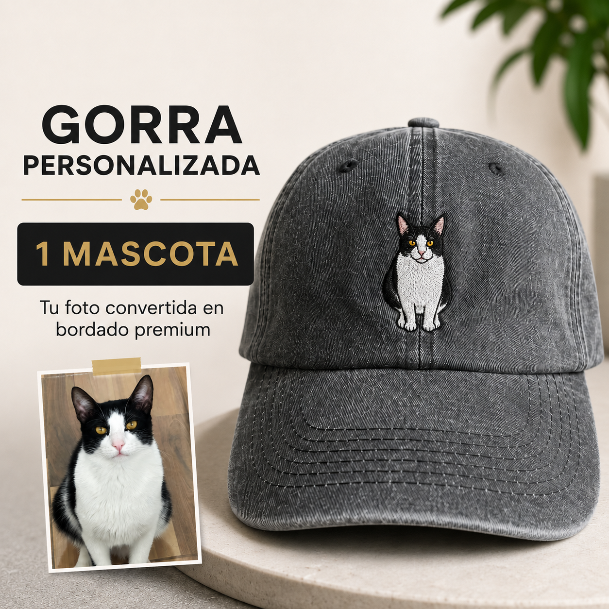 (1 MASCOTA) GORRA PERSONALIZADA