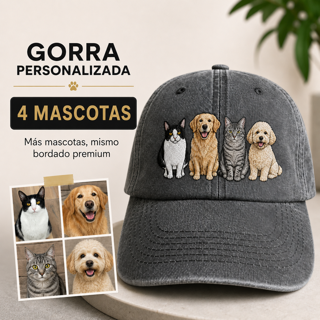 (4 MASCOTAS) GORRA PERSONALIZADA